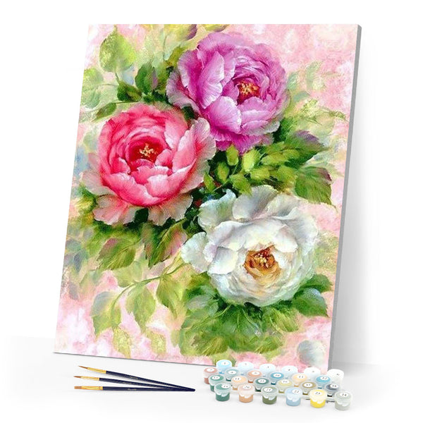 paint by numbers | Three Flowers | flowers intermediate | FiguredArt