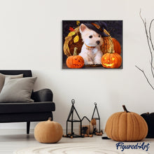 Load image into Gallery viewer, paint by numbers | Westie Dog during Halloween | animals dogs intermediate | FiguredArt