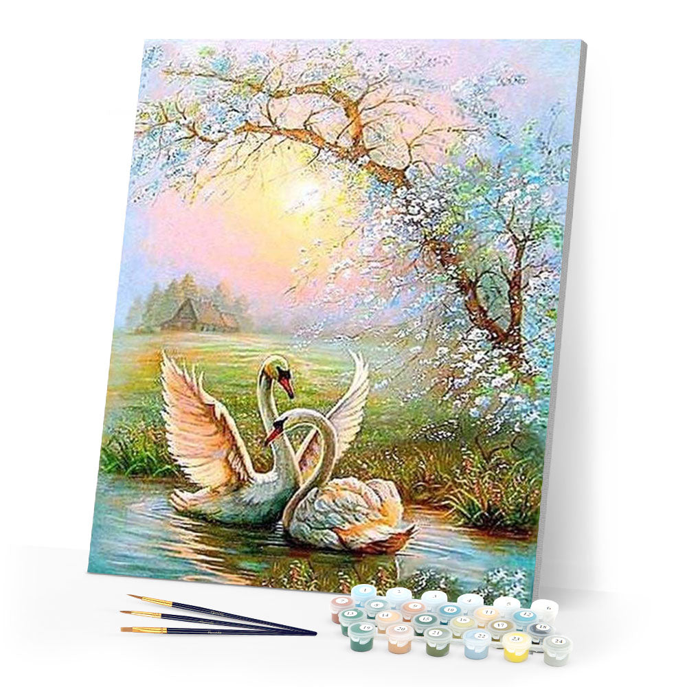 paint by numbers | Goose on the Lake | advanced animals birds swans | FiguredArt