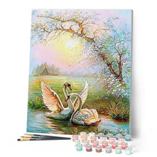 Load image into Gallery viewer, paint by numbers | Goose on the Lake | advanced animals birds swans | FiguredArt