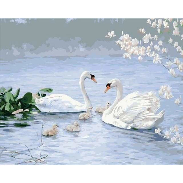 paint by numbers | Swan Family | animals birds easy swans | FiguredArt