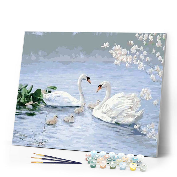 paint by numbers | Swan Family | animals birds easy swans | FiguredArt