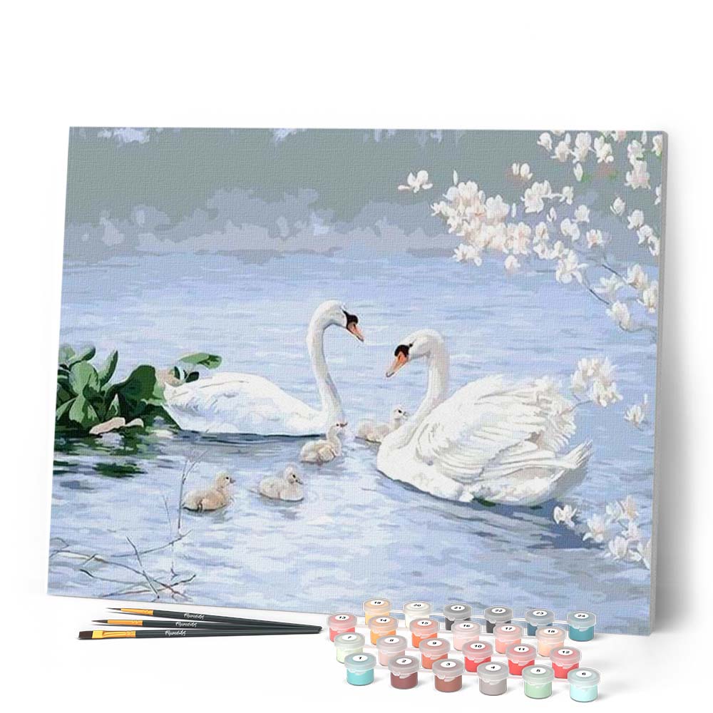 ART & DECORATION 号数4 Paint by numbers - Swan Family – Figured'Art