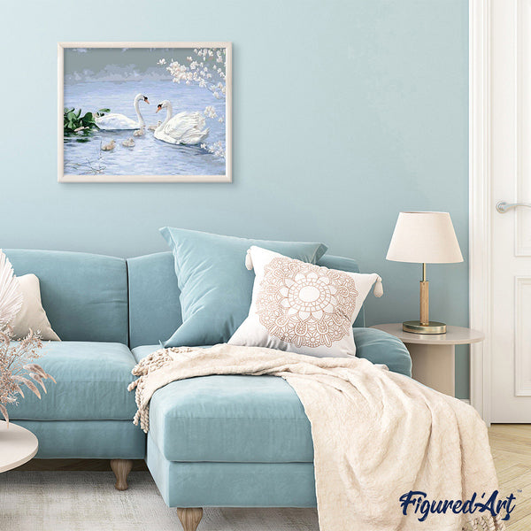 paint by numbers | Swan Family | animals birds easy swans | FiguredArt