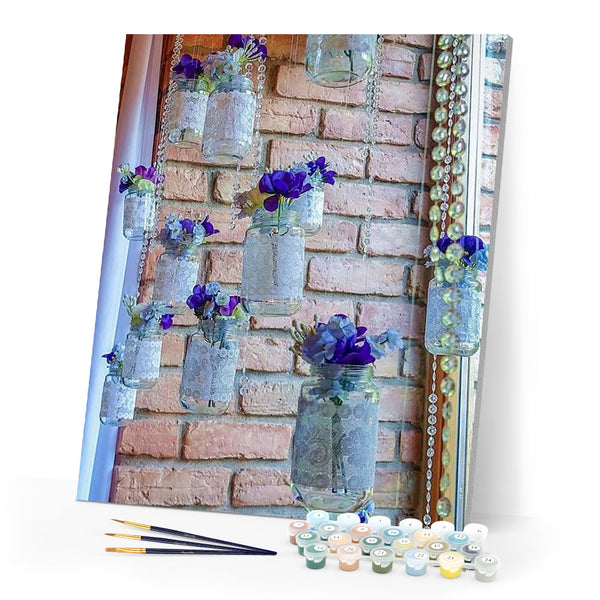 paint by numbers | Purple Glass Vase | flowers intermediate | FiguredArt