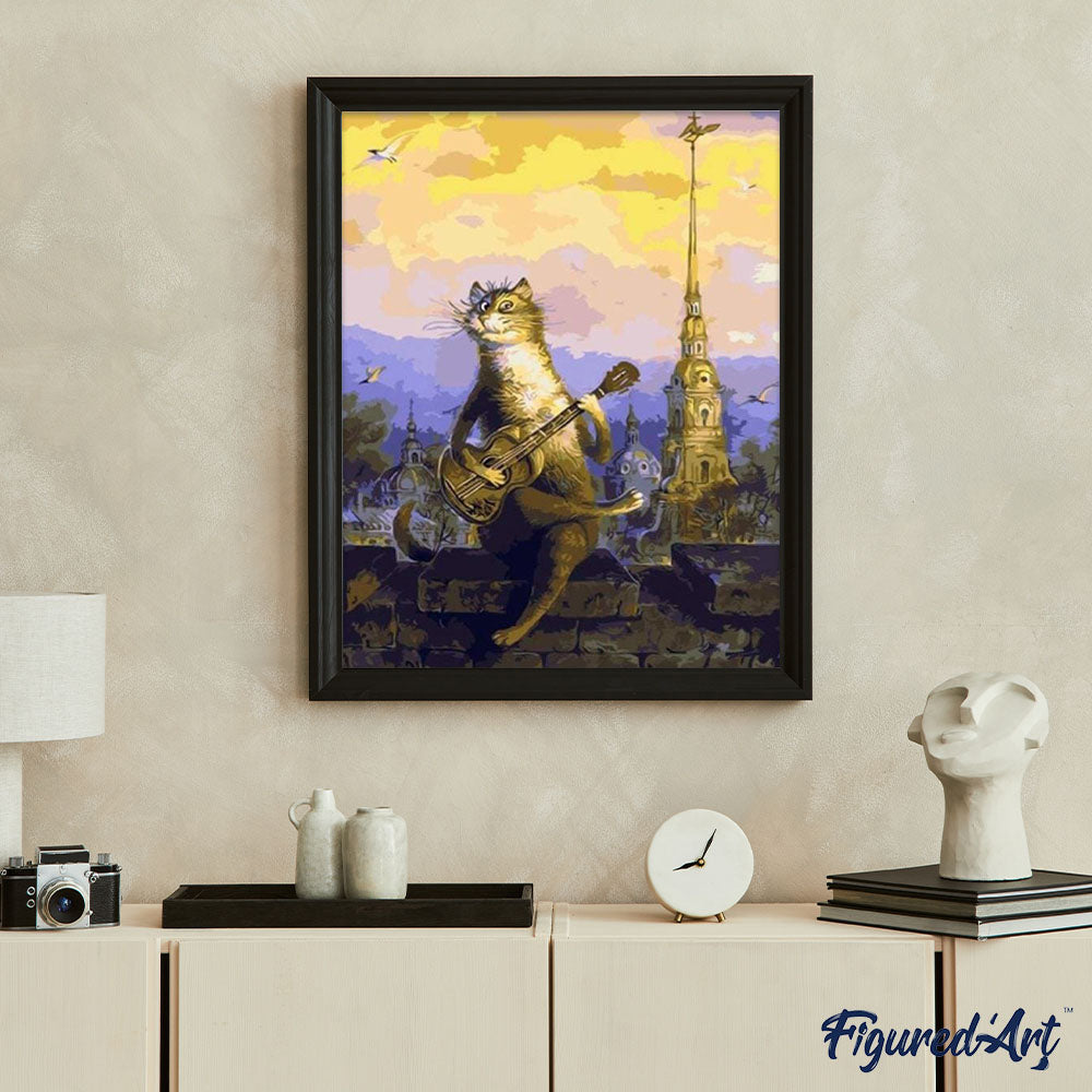 paint by numbers | Cat playing Guitar | animals cats easy | FiguredArt