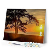paint by numbers | Trees At Dusk | intermediate landscapes trees | FiguredArt