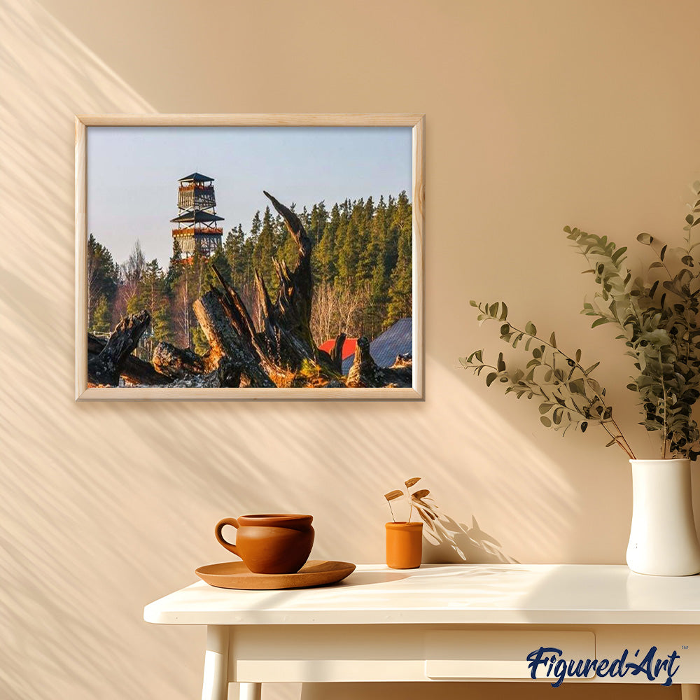 paint by numbers | Tower in the Forest | advanced landscapes | FiguredArt