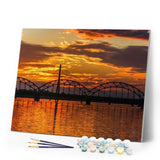 paint by numbers | Bridge At Sunset | advanced cities | FiguredArt