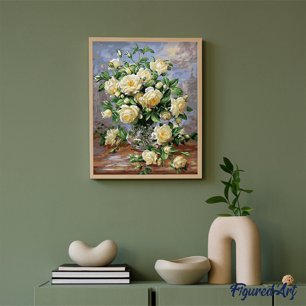 paint by numbers | White Camellias | advanced flowers | FiguredArt