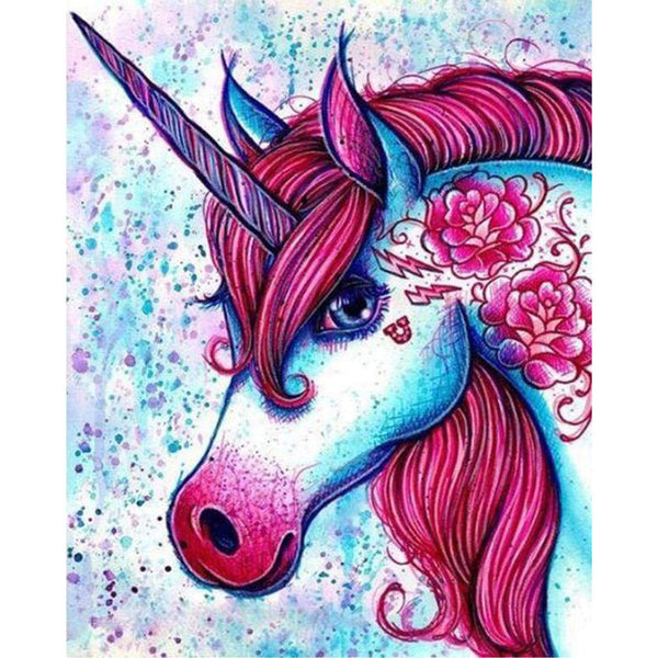 paint by numbers | Red Unicorn | animals intermediate kids unicorns | FiguredArt