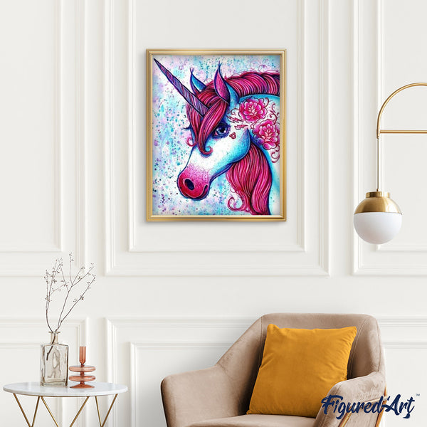 paint by numbers | Red Unicorn | animals intermediate kids unicorns | FiguredArt