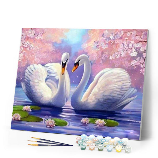 paint by numbers | Swans on the Water | advanced animals birds swans | FiguredArt