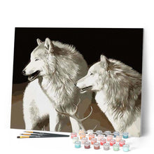 Load image into Gallery viewer, paint by numbers | White Wolves | animals dogs intermediate wolves | FiguredArt