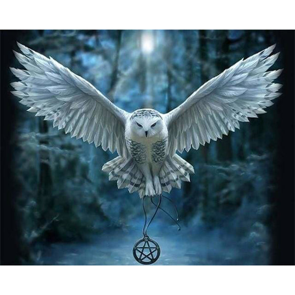 paint by numbers | Owl and Cross Necklace | advanced animals owls | FiguredArt