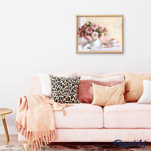 Load image into Gallery viewer, paint by numbers | Pink Roses on a white Table | advanced flowers | FiguredArt