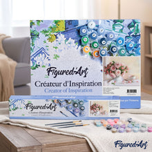 Load image into Gallery viewer, paint by numbers | Pink Roses on a white Table | advanced flowers | FiguredArt