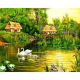 paint by numbers | Peaceful Swans | advanced birds landscapes swans | FiguredArt