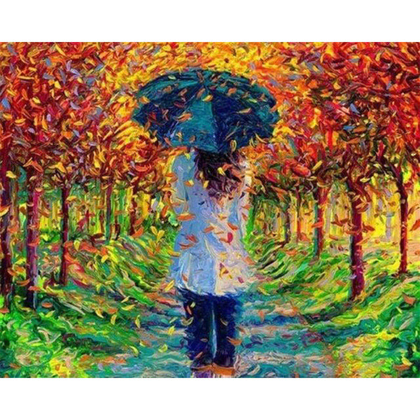 paint by numbers | Autumn and Black Umbrella | advanced landscapes | FiguredArt