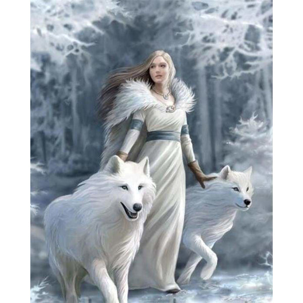 paint by numbers | White Beauty and Wolves | animals intermediate wolves | FiguredArt