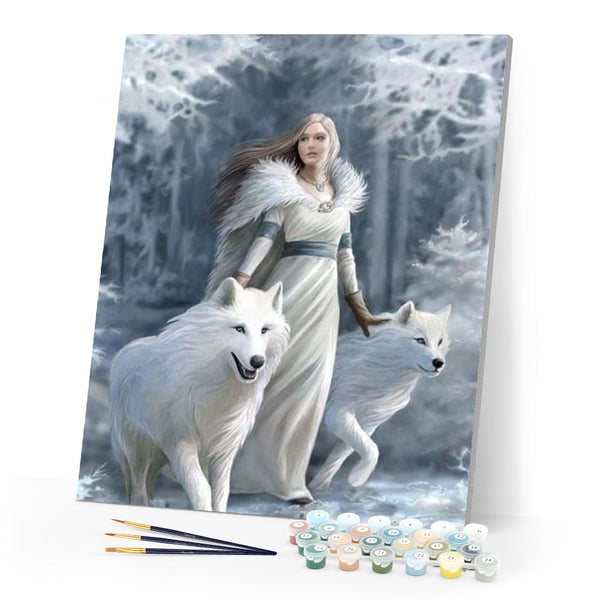 paint by numbers | White Beauty and Wolves | animals intermediate wolves | FiguredArt