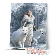 Load image into Gallery viewer, paint by numbers | White Beauty and Wolves | animals intermediate wolves | FiguredArt