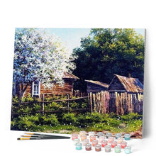 Load image into Gallery viewer, paint by numbers | Cabin and White Tree | advanced landscapes trees | FiguredArt