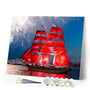 paint by numbers | Red Sailboat | intermediate ships and boats | FiguredArt