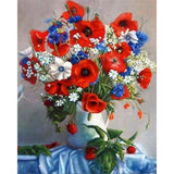 paint by numbers | Red Roses in a White Vase | flowers intermediate | FiguredArt