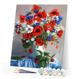 paint by numbers | Red Roses in a White Vase | flowers intermediate | FiguredArt