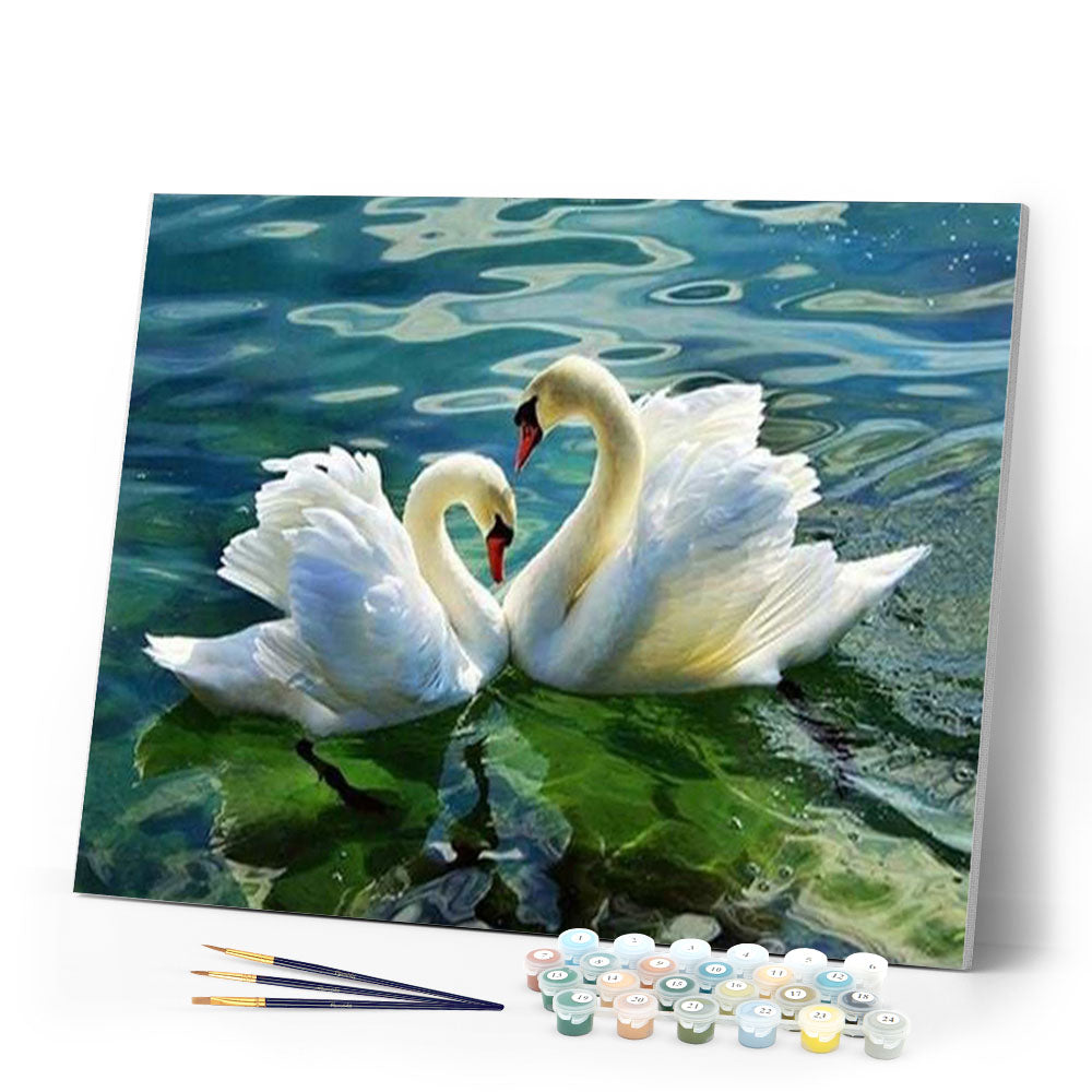 paint by numbers | Swan Couple | animals birds intermediate swans | FiguredArt