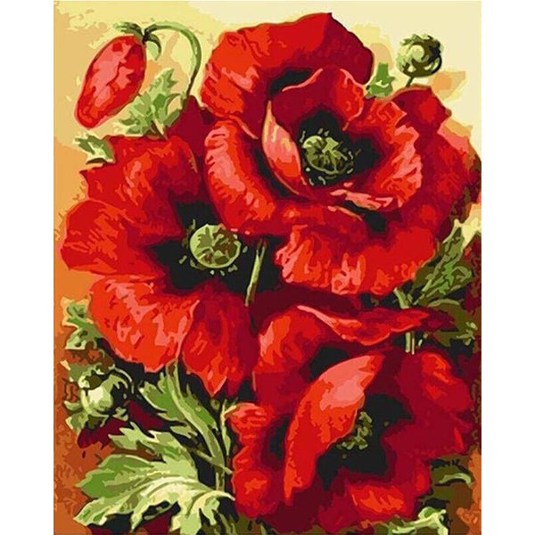paint by numbers | Wonderful Red Flowers | flowers intermediate | FiguredArt