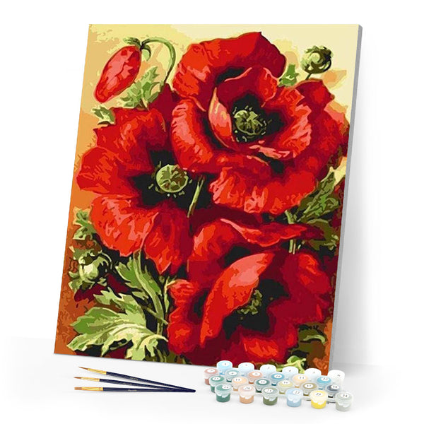 paint by numbers | Wonderful Red Flowers | flowers intermediate | FiguredArt
