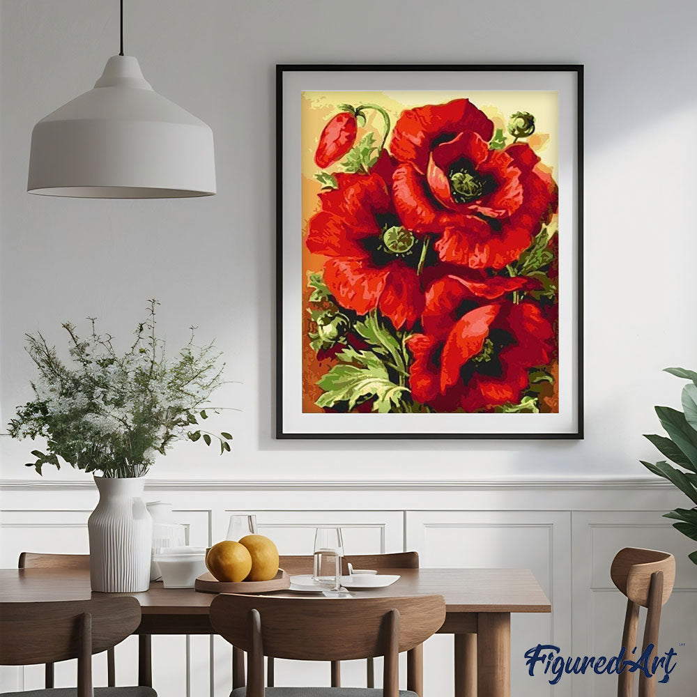 paint by numbers | Wonderful Red Flowers | flowers intermediate | FiguredArt