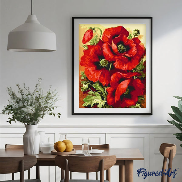 paint by numbers | Wonderful Red Flowers | flowers intermediate | FiguredArt
