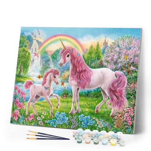 paint by numbers | Unicorns and Rainbow | advanced animals kids unicorns | FiguredArt