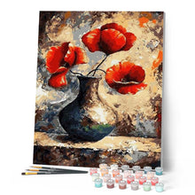 Load image into Gallery viewer, paint by numbers | Ancien vase and Red Flowers | flowers intermediate | FiguredArt