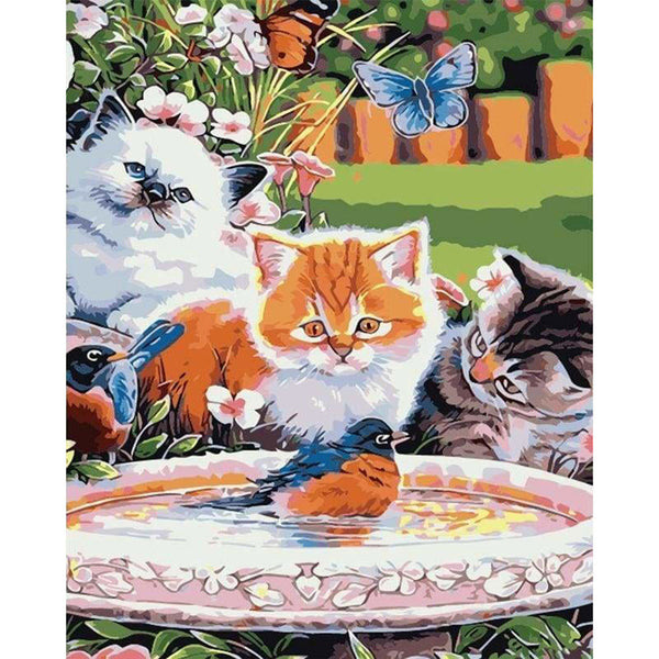 paint by numbers | Cats looking at a Bird | animals cats easy | FiguredArt