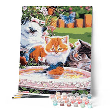 Load image into Gallery viewer, paint by numbers | Cats looking at a Bird | animals cats easy | FiguredArt