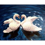 paint by numbers | Swans On Blue Lake | animals birds intermediate swans | FiguredArt