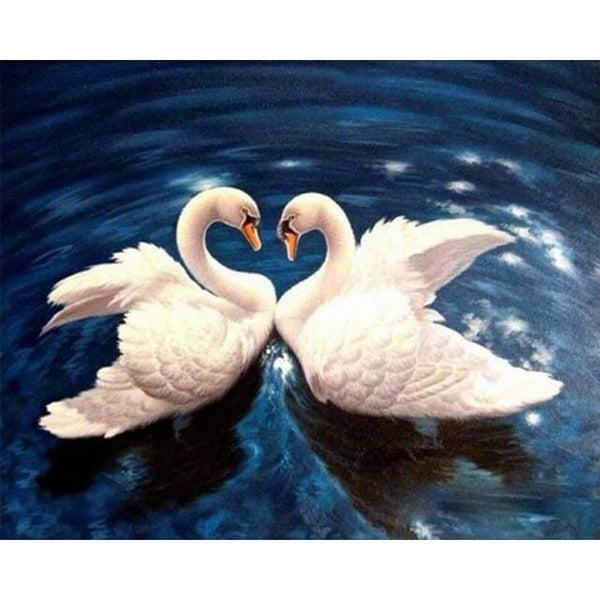 paint by numbers | Swans On Blue Lake | animals birds intermediate swans | FiguredArt