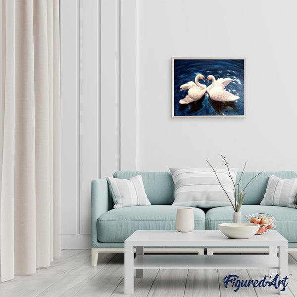 paint by numbers | Swans On Blue Lake | animals birds intermediate swans | FiguredArt