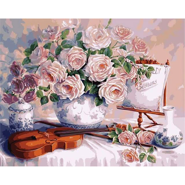 paint by numbers | Flowers and Violin | easy flowers | FiguredArt