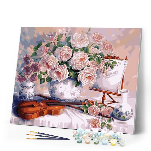 paint by numbers | Flowers and Violin | easy flowers | FiguredArt