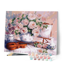 Load image into Gallery viewer, paint by numbers | Flowers and Violin | easy flowers | FiguredArt