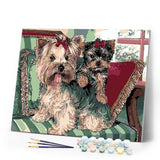 paint by numbers | Yorkshire terriers on Sofa | animals dogs intermediate | FiguredArt