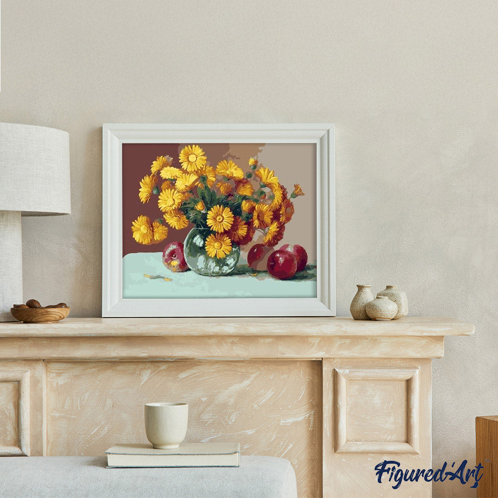paint by numbers | Vase with Sunflowers and Apples | easy flowers | FiguredArt