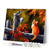 paint by numbers | Two Birds And Cat | animals birds cats intermediate | FiguredArt