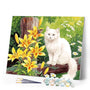 paint by numbers | White Cat and Yellow Flowers | animals cats intermediate | FiguredArt