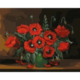 paint by numbers | Dark Red Flowers | flowers intermediate | FiguredArt